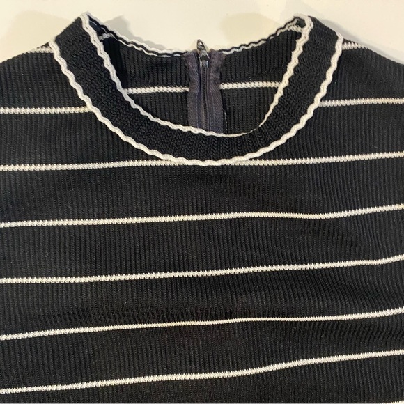 Vintage Knits by Magda Black White Striped Cowl Neck Textured Sleeveless Top - Picture 4 of 7
